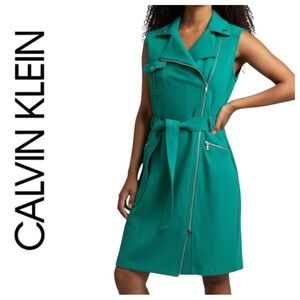 Calvin Klein Green Sleeveless Motto Dress Size 6 NWOT
